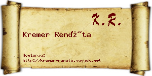 Kremer Renáta névjegykártya