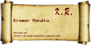 Kremer Renáta névjegykártya